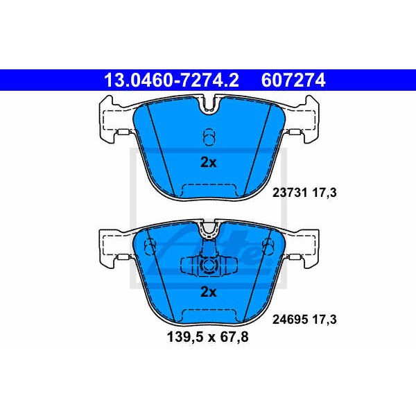 Слика на плочки ATE 13.0460-7274.2 за BMW 7 Series F 730 d - 211 коњи дизел