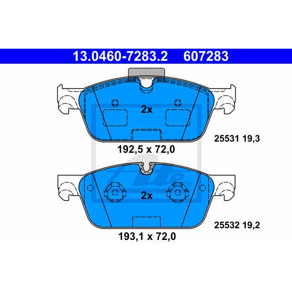 Слика на плочки ATE 13.0460-7283.2 за Mercedes ML-class (w166) ML 350 4-matic (166.057) - 306 коњи бензин