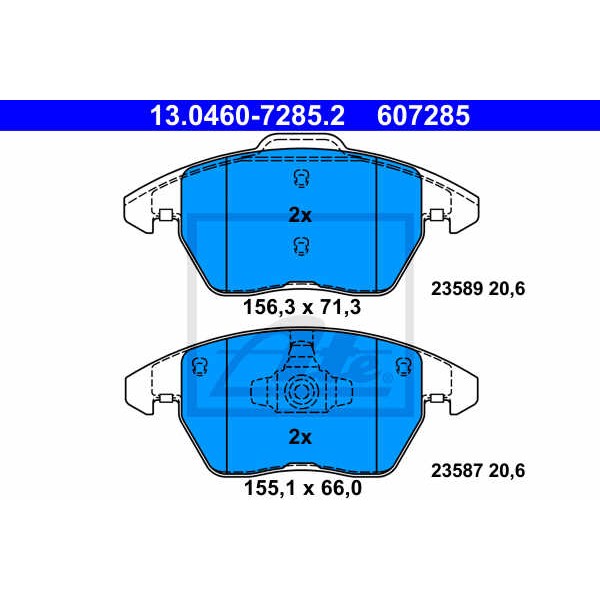 Слика на плочки ATE 13.0460-7285.2 за Seat Ibiza 4 Sportcoupe (6J) 1.2 - 60 коњи бензин