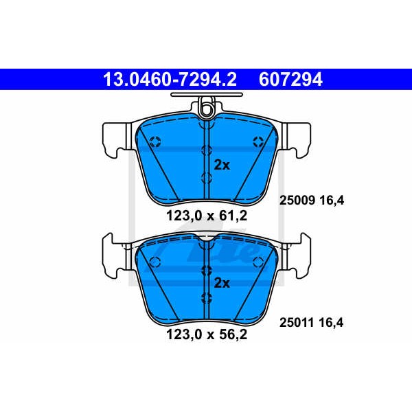 Слика на плочки ATE 13.0460-7294.2 за Audi A3 (8V1) 1.4 TFSI - 122 коњи бензин