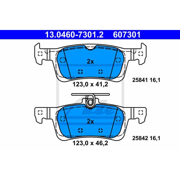 Слика на плочки ATE 13.0460-7301.2 за Peugeot 308 SW (T9) 1.2 THP 130 - 131 коњи бензин