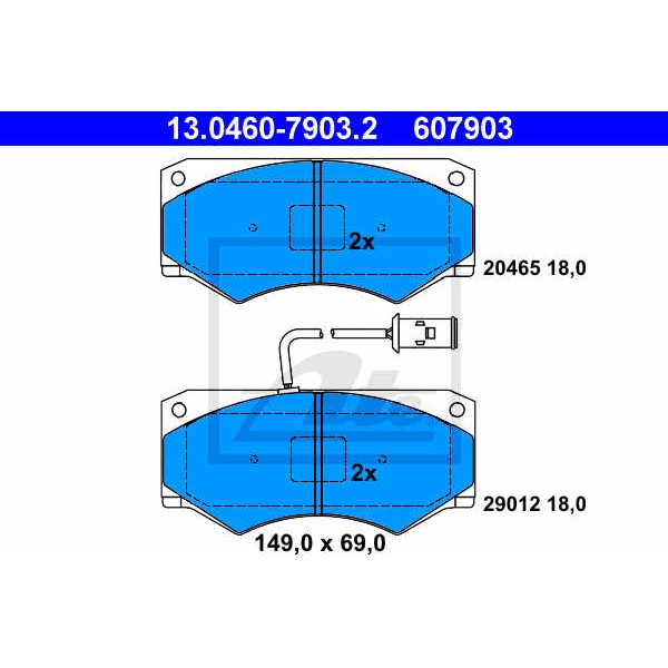 Слика на плочки ATE 13.0460-7903.2 за камион Iveco Daily 1 Box 49-10 V (10354204, 10354211, 10354212, 10354217...) - 92 коњи дизел