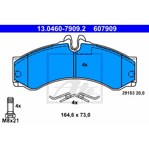 Слика на плочки ATE 13.0460-7909.2 за Mercedes Sprinter 2-t Bus (901,902) 214 NGT - 129 коњи Бензин/Метан (CNG)