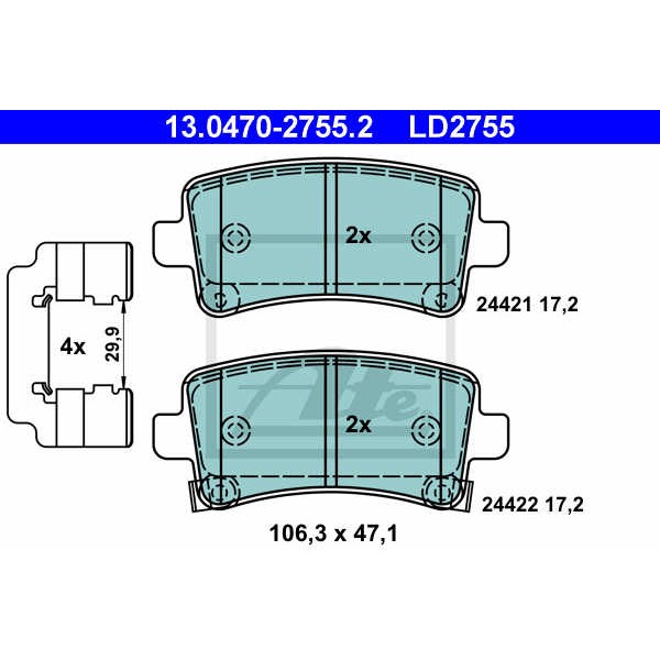 Слика на плочки ATE Ceramic 13.0470-2755.2 за Opel Insignia Sports Tourer 2.0 CDTI - 110 коњи дизел