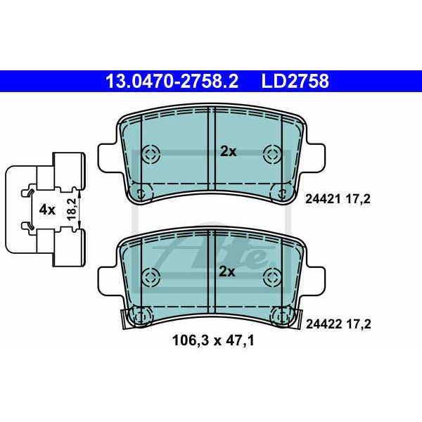 Слика на плочки ATE Ceramic 13.0470-2758.2 за Opel Insignia Hatchback 2.0 CDTI 4x4 - 160 коњи дизел