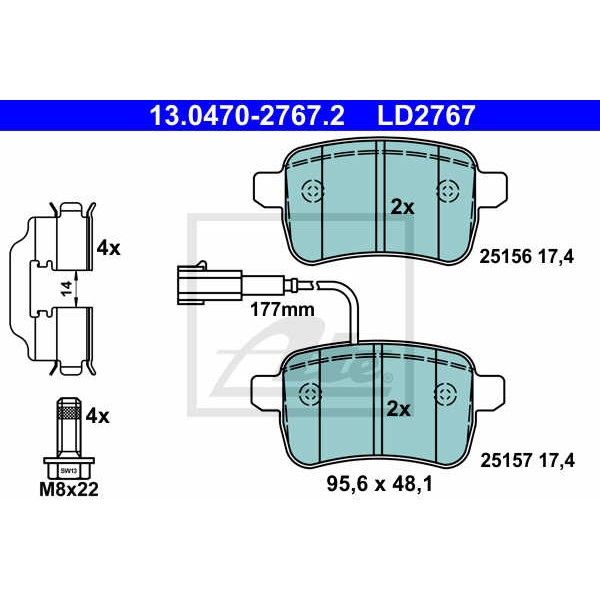 Слика на плочки ATE Ceramic 13.0470-2767.2 за Alfa Romeo Giulietta (940) 2.0 JTDM - 170 коњи дизел