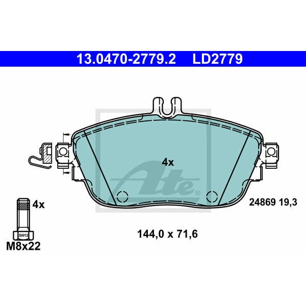 Слика на плочки ATE Ceramic 13.0470-2779.2 за Mercedes CLA Coupe (c117) CLA 180 CDI (117.312) - 109 коњи дизел