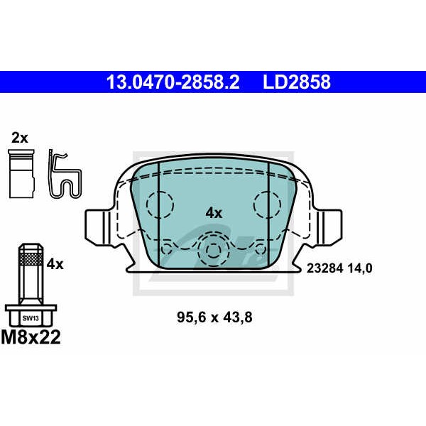 Слика на плочки ATE Ceramic 13.0470-2858.2 за Opel Tigra TwinTop 1.8 - 125 коњи бензин