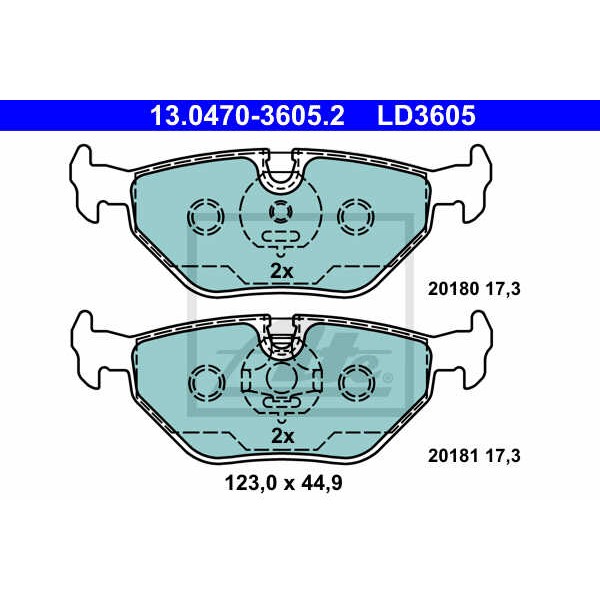 Слика на плочки ATE Ceramic 13.0470-3605.2 за BMW 3 Touring E46 320 d - 150 коњи дизел