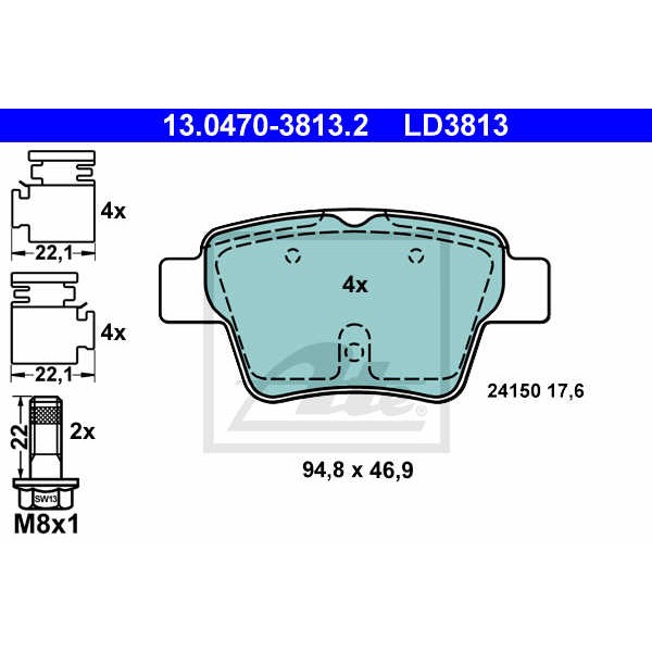 Слика на плочки ATE Ceramic 13.0470-3813.2 за Citroen C4 Coupe LA 1.6 VTi 120 - 120 коњи бензин