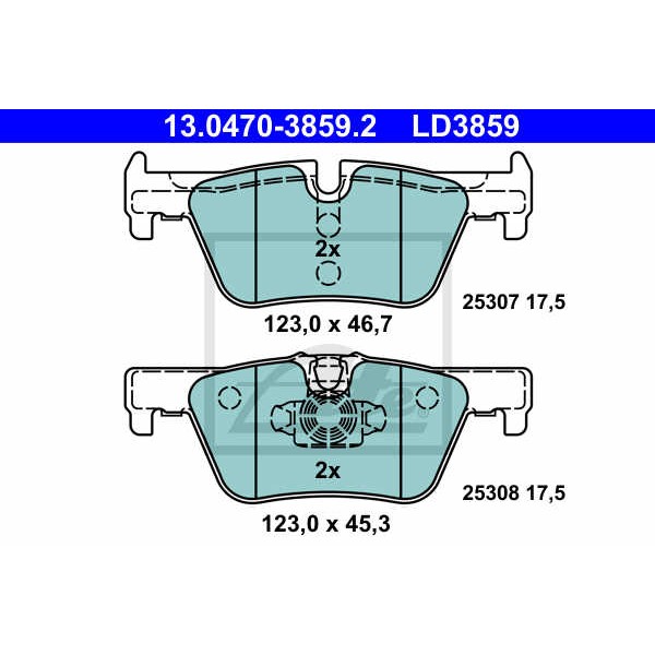 Слика на плочки ATE Ceramic 13.0470-3859.2 за BMW 3 Gran Turismo F34 320 d xDrive - 190 коњи дизел