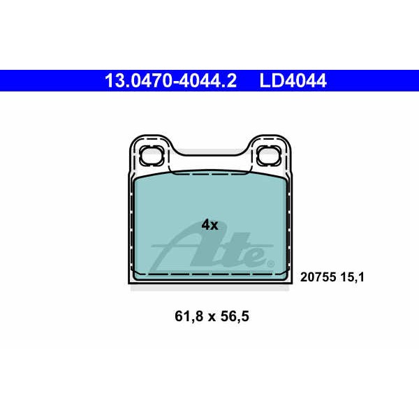 Слика на плочки ATE Ceramic 13.0470-4044.2 за Volvo V70 Estate (P80) 2.4 - 170 коњи бензин