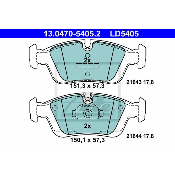 Слика на плочки ATE Ceramic 13.0470-5405.2 за BMW 3 Coupe E46 318 Ci - 136 коњи бензин