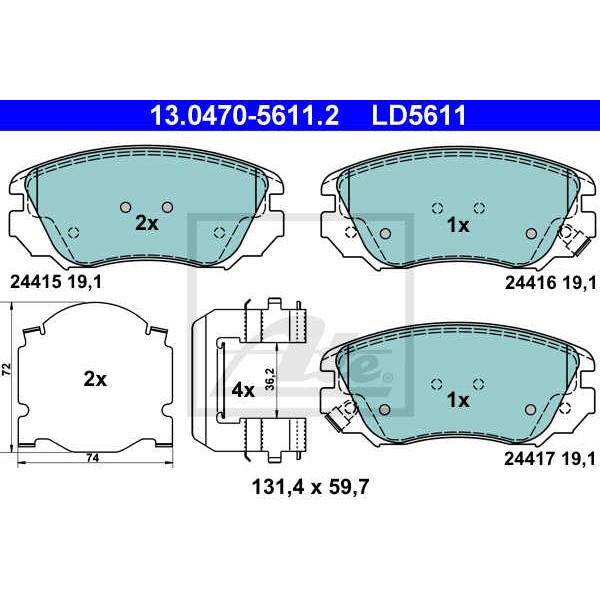 Слика на плочки ATE Ceramic 13.0470-5611.2 за Opel Insignia Hatchback 2.0 CDTI 4x4 - 160 коњи дизел