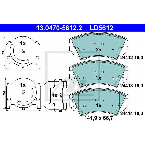 Слика на плочки ATE Ceramic 13.0470-5612.2 за Opel Astra GTC 1.7 CDTI - 131 коњи дизел