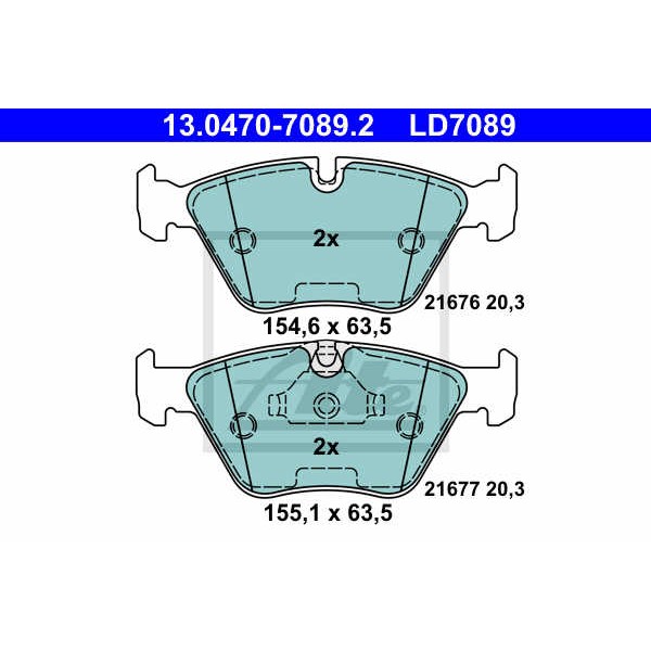 Слика на плочки ATE Ceramic 13.0470-7089.2 за BMW 5 Touring E39 523 i - 170 коњи бензин