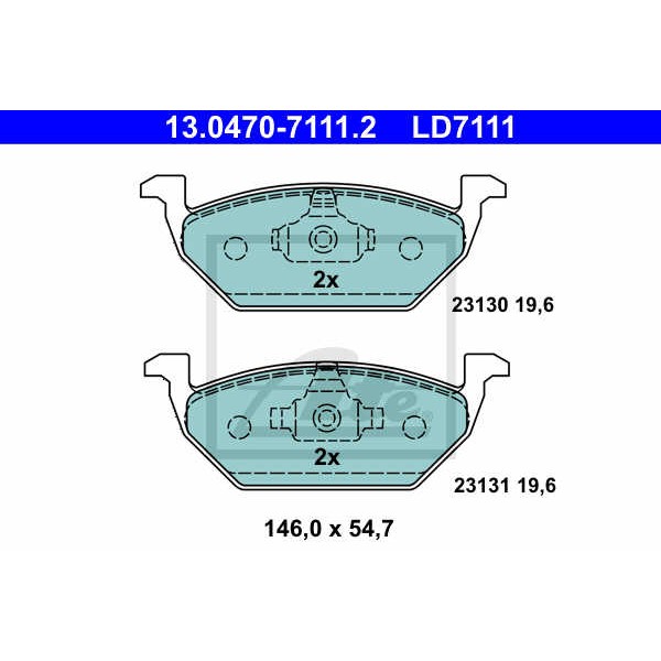 Слика на плочки ATE Ceramic 13.0470-7111.2 за VW Jetta 6 (162) 1.4 TSI Hybrid - 150 коњи бензин/ електро
