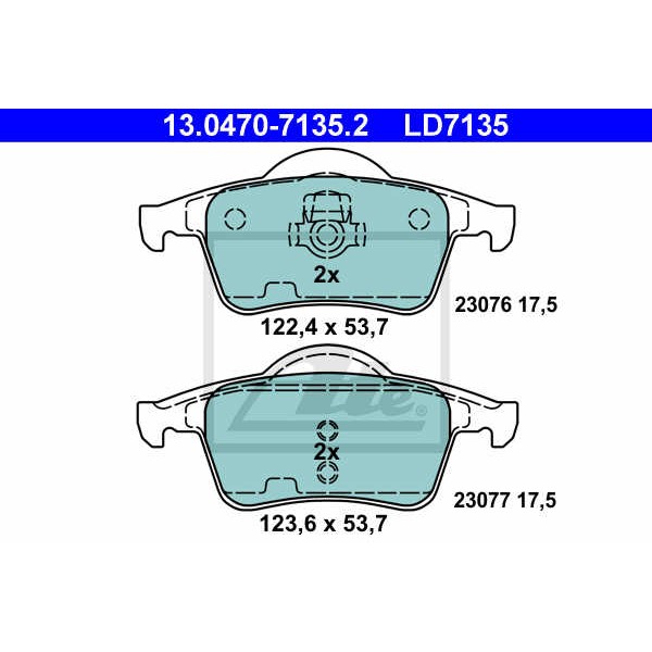 Слика на плочки ATE Ceramic 13.0470-7135.2 за Volvo V70 XC 2.4 T XC AWD - 193 коњи бензин