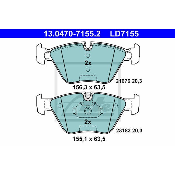 Слика на плочки ATE Ceramic 13.0470-7155.2 за BMW X3 E83 2.0 d - 150 коњи дизел