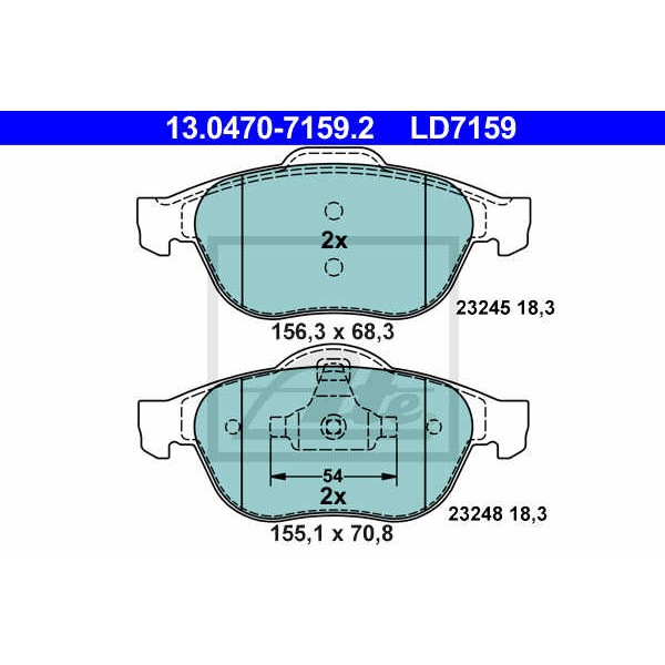 Слика на плочки ATE Ceramic 13.0470-7159.2 за Renault Espace 4 (JK0) 2.0 Turbo (JK0B, JK0N) - 163 коњи бензин