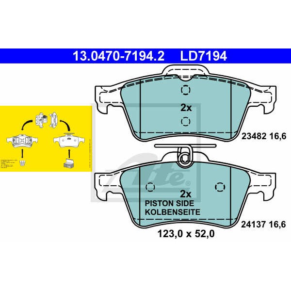 Слика на плочки ATE Ceramic 13.0470-7194.2 за Opel Signum 1.8 - 122 коњи бензин