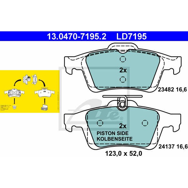 Слика на плочки ATE Ceramic 13.0470-7195.2 за Ford Grand C-Max 1.6 Ti - 125 коњи бензин