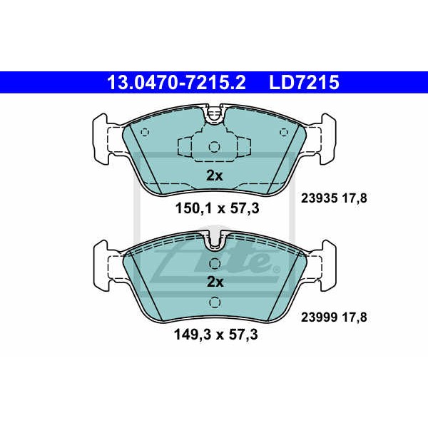 Слика на плочки ATE Ceramic 13.0470-7215.2 за BMW 3 Sedan E90 320 i - 150 коњи бензин