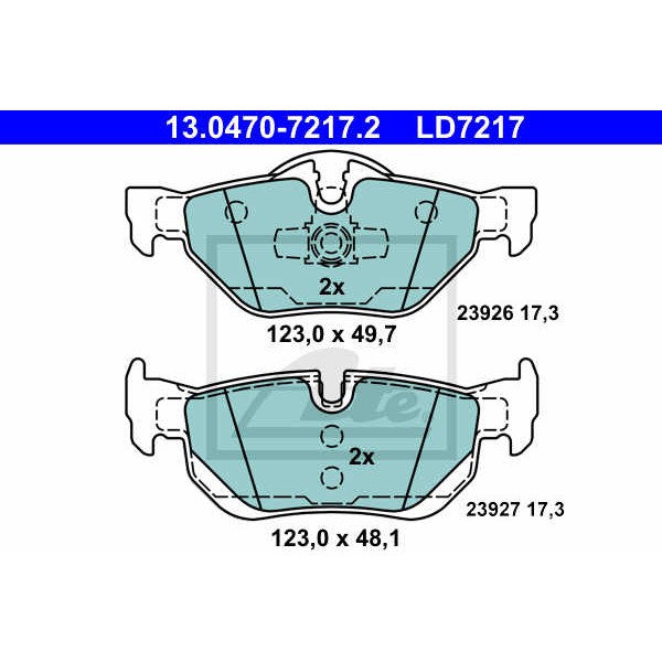 Слика на плочки ATE Ceramic 13.0470-7217.2 за BMW 3 Coupe E92 320 d - 197 коњи дизел