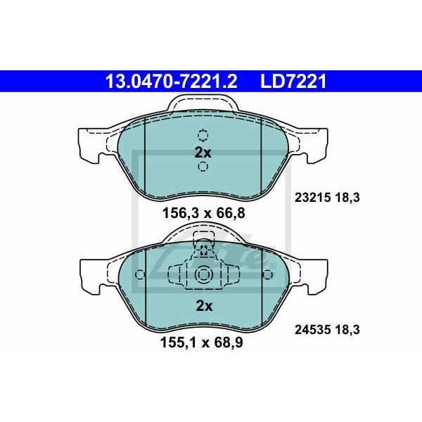 Слика на плочки ATE Ceramic 13.0470-7221.2 за Renault Megane 2 Grandtour 1.5 dCi - 82 коњи дизел