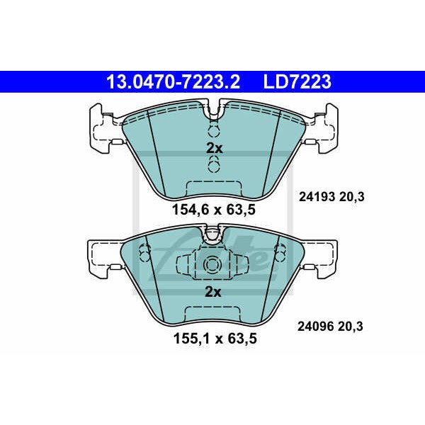 Слика на плочки ATE Ceramic 13.0470-7223.2 за BMW 1 Cabrio E88 123 d - 204 коњи дизел