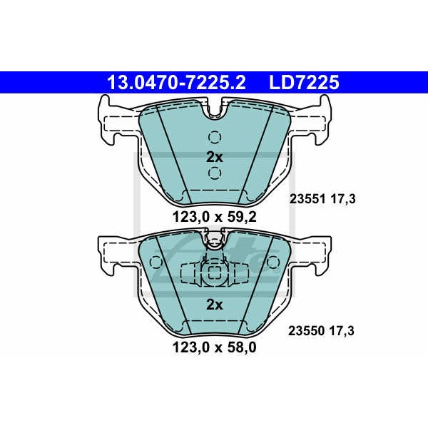 Слика на плочки ATE Ceramic 13.0470-7225.2 за BMW 3 Touring E91 320 d - 184 коњи дизел