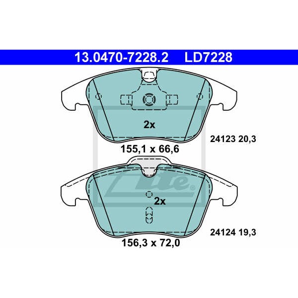 Слика на плочки ATE Ceramic 13.0470-7228.2 за Ford Mondeo 4 Saloon 1.6 Ti - 125 коњи бензин