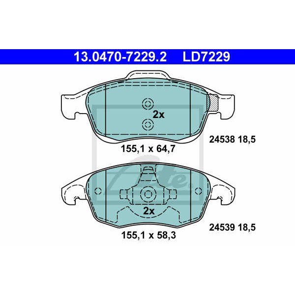 Слика на плочки ATE Ceramic 13.0470-7229.2 за Citroen C4 Grand Picasso UA 1.6 HDi 110 - 112 коњи дизел