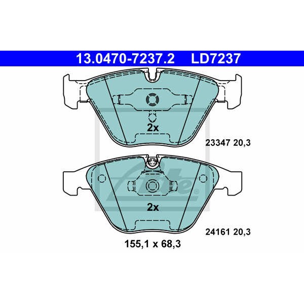 Слика на плочки ATE Ceramic 13.0470-7237.2 за BMW 3 Coupe E92 330 d - 231 коњи дизел