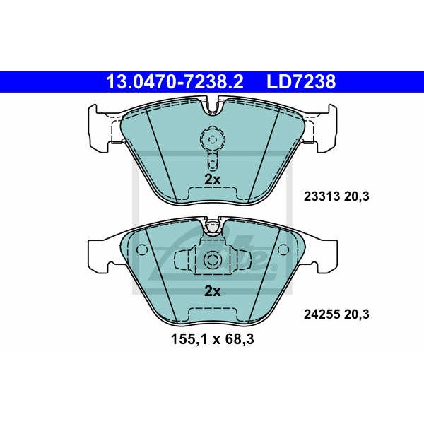 Слика на плочки ATE Ceramic 13.0470-7238.2 за BMW 3 Coupe E92 320 d - 184 коњи дизел