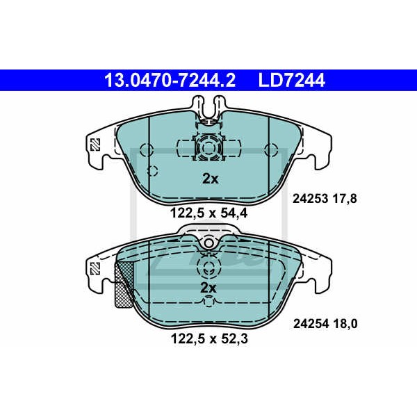 Слика на плочки ATE Ceramic 13.0470-7244.2 за Mercedes C-class Estate (s204) C 200 CGI (204.248) - 184 коњи бензин