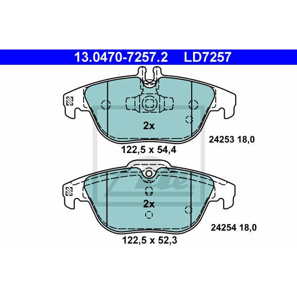 Слика на плочки ATE Ceramic 13.0470-7257.2 за Mercedes C-class Estate (s204) C 320 CDI (204.222) - 224 коњи дизел