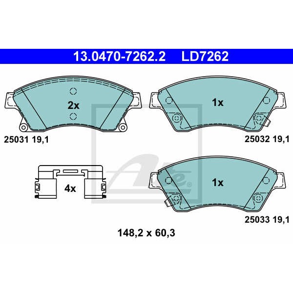 Слика на плочки ATE Ceramic 13.0470-7262.2 за Opel Astra GTC 1.6 - 180 коњи бензин