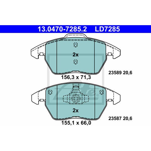 Слика на плочки ATE Ceramic 13.0470-7285.2 за VW Jetta 6 (162) 1.4 TSI - 160 коњи бензин