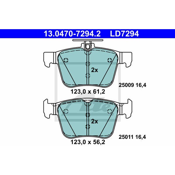 Слика на плочки ATE Ceramic 13.0470-7294.2 за Audi A3 (8V1) 2.0 TDI - 184 коњи дизел