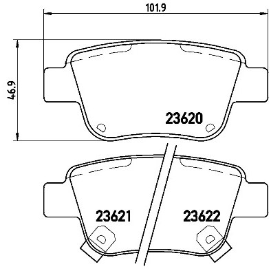 Слика на плочки BREMBO P 83 047 за Toyota Avensis Estate (T25) 2.2 D-CAT - 177 коњи дизел