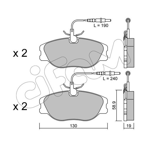 Слика на плочки CIFAM 822-072-3 за Citroen Jumpy BOX BS,BT,BY,BZ 1.9 D - 69 коњи дизел