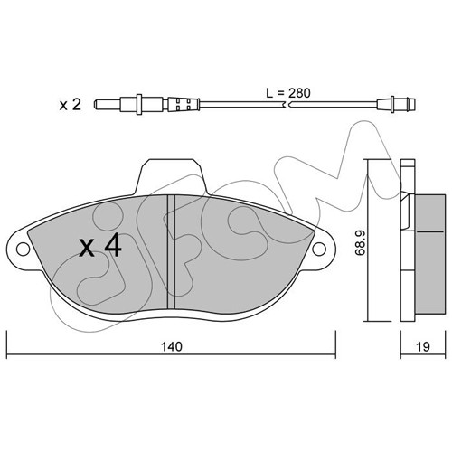 Слика на плочки CIFAM 822-105-0 за Citroen Jumpy U6U 1.9 D 70 - 69 коњи дизел