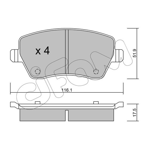 Слика на плочки CIFAM 822-485-0 за Renault Modus 1.6 (JP03, JP0B, JP0U, JP0Y, JP1G) - 112 коњи бензин