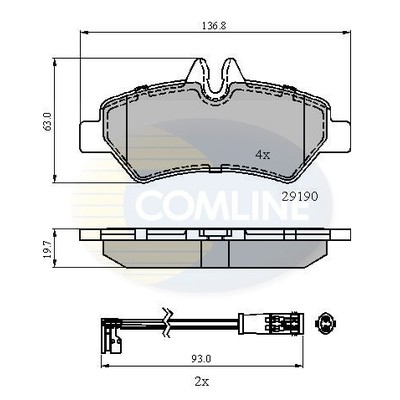 Слика на плочки COMLINE  CBP21556 за Mercedes Sprinter 5-t Box (906) 519 CDI / BlueTEC (906.653, 906.655, 906.657) - 190 коњи дизел