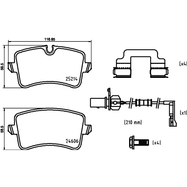 Слика на плочки HELLA PAGID 8DB 355 025-311 за Audi A6 Avant (4G5, C7) 3.0 TDI - 211 коњи дизел