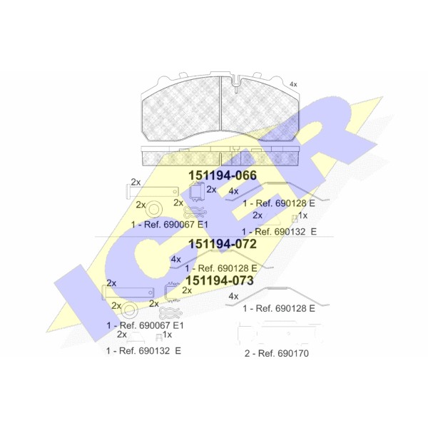 Слика на плочки ICER 151194-066 за камион MAN TGA 26.310, 26.320 FVHL-KO - 310 коњи дизел