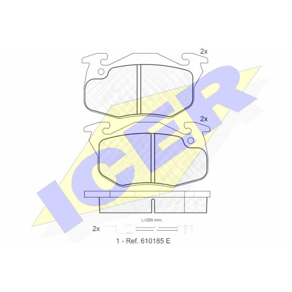 Слика на плочки ICER 180633 за Peugeot 205 (741A,C) 1.0 - 45 коњи бензин