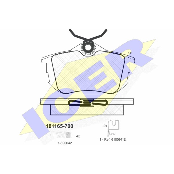 Слика на плочки ICER 181165-700 за Mitsubishi Carisma (DA) Hatchback 1.6 (DA1A) - 103 коњи бензин