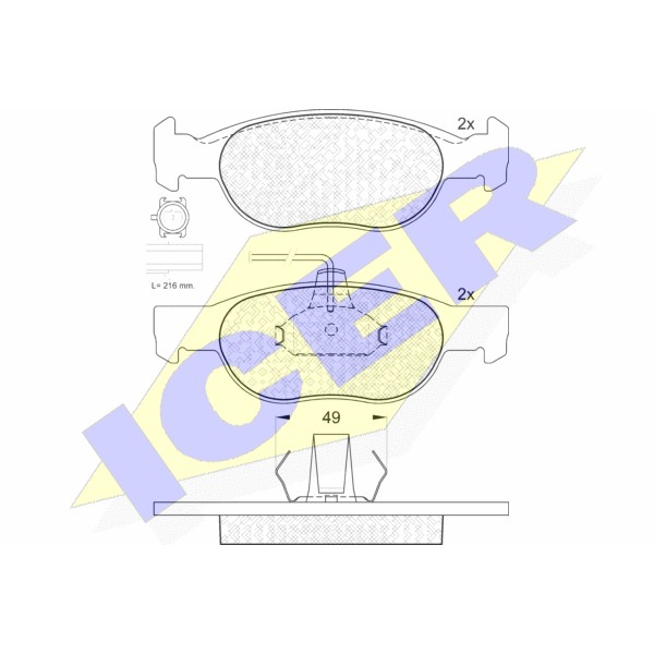 Слика на плочки ICER 181376 за Alfa Romeo 145 (930) Hatchback 1.6 i.e. 16V T.S. - 120 коњи бензин